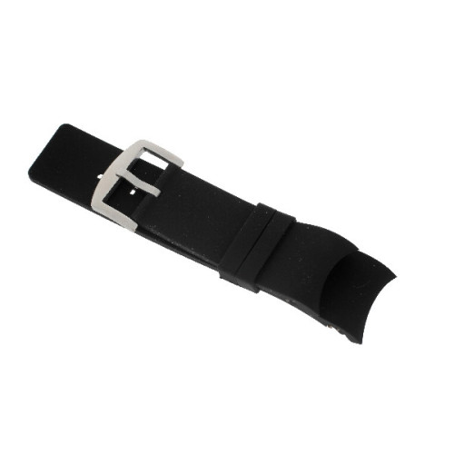 Pulsera Caucho Negro Hebilla Plateada - 67299 28MM CAUCHO PL