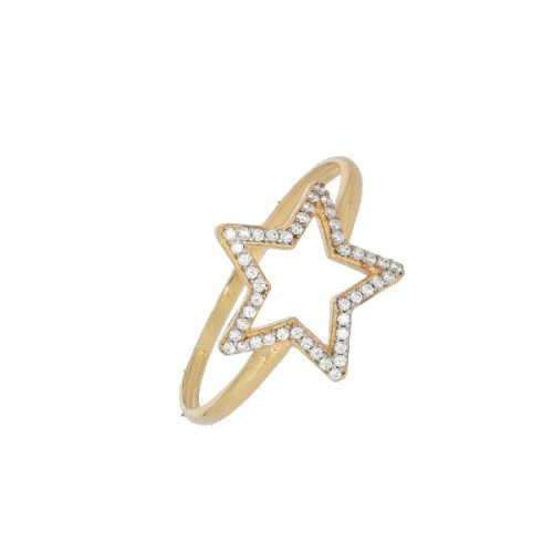 Anillo Estrella 5 Puntas de Oro Circon - 522077