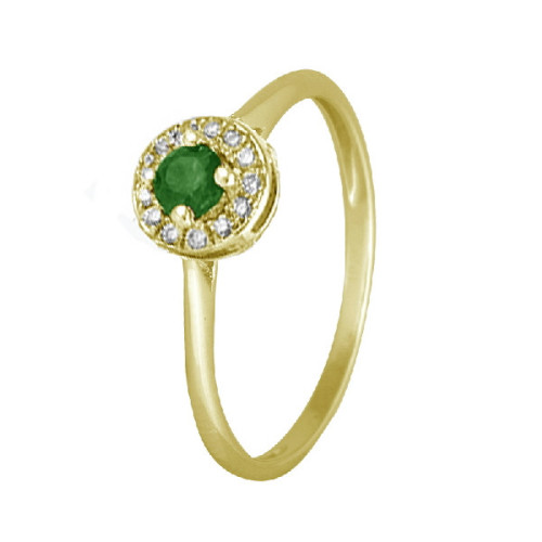 Anillo Roseta Oro Diamante Esmeralda - 538835