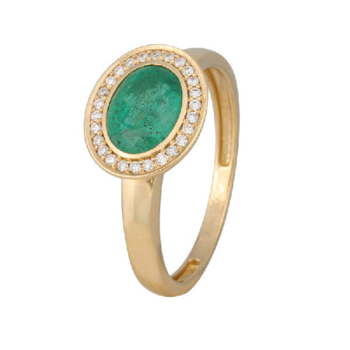 Anillo Roseta Oro Diamante Esmeralda - 574780
