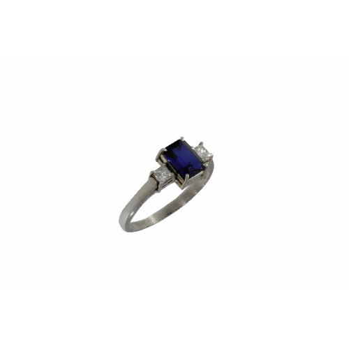 Anillo de Oro con Brillante y Zafiro Azu - 2,30 0,30-1,00 KT