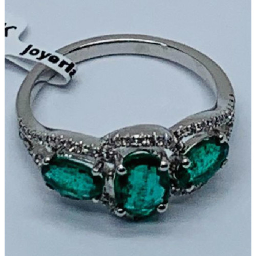 Anillo de Oro Blanco Diamante Esmeralda - 3-255332 0,20-1,80KT