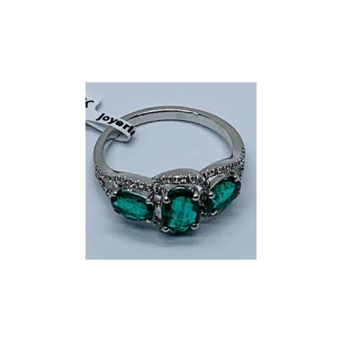 Anillo de Oro Blanco Diamante Esmeralda - 3-255332 0,20-1,80KT