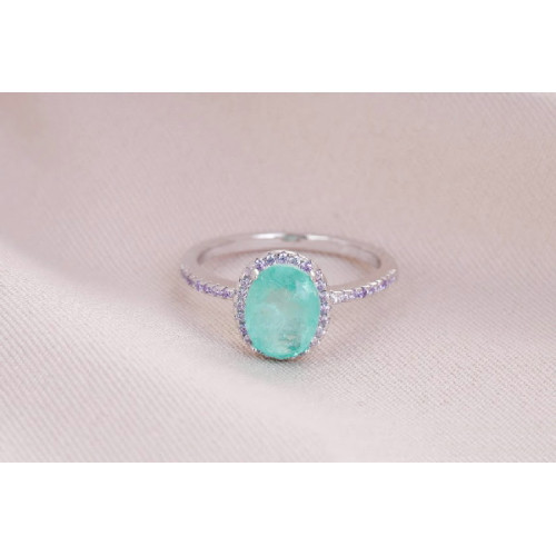 Solitario Cintillo Oval Plata Rodinado - 106861-R-ES-5.0