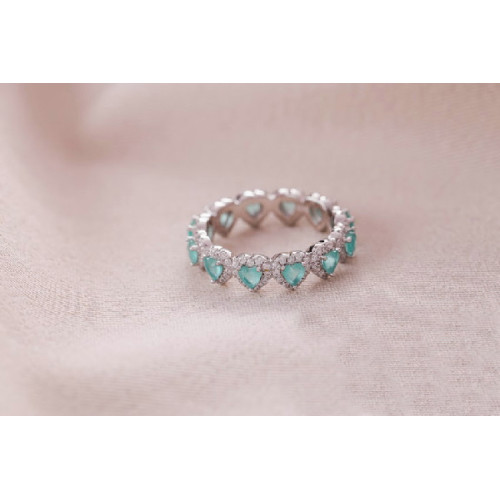 Anillo Sin Fin Corazon Circon Plata Rodi - 106952-R-ES-7.0