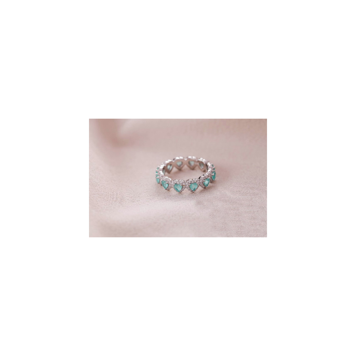 Anillo Sin Fin Corazon Circon Plata Rodi - 106952-R-ES-7.0