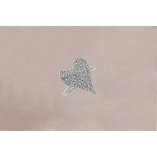 Anillo Corazon de Plata Rodinada - 107063-R-8.5