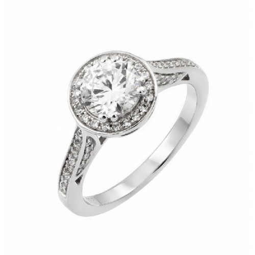 Anillo De Boda De Plata CZ Con Piedra Ce - STR00934-5