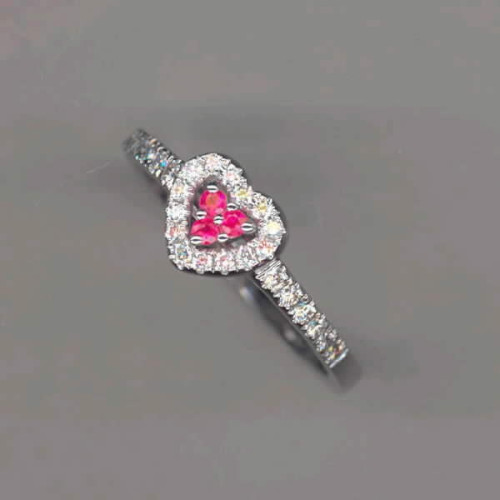 Anillo de Corazon con Brillante y Rubi - R2364AB2R