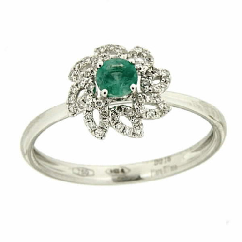 Anillo Flor con Esmeralda Central - Br - R6209AB2S
