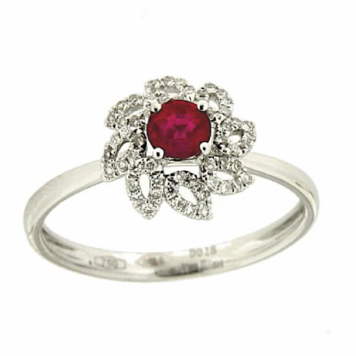 Anillo Flor con Rubi Central - Br - R6209AB2R
