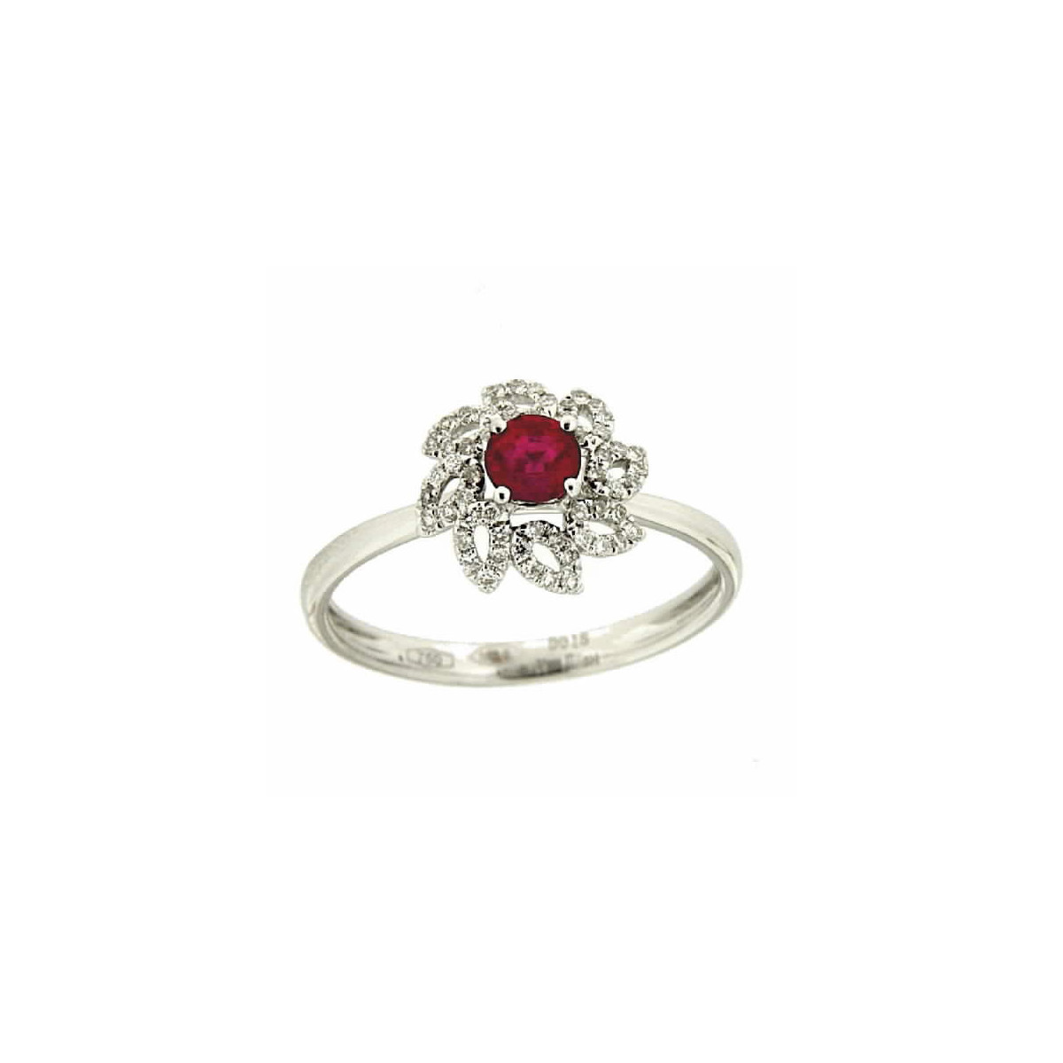 Anillo Flor con Rubi Central - Br - R6209AB2R