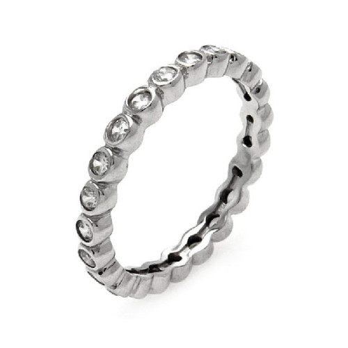 Anillo de Plata con Bisel de Banda de Et - STR00215-7