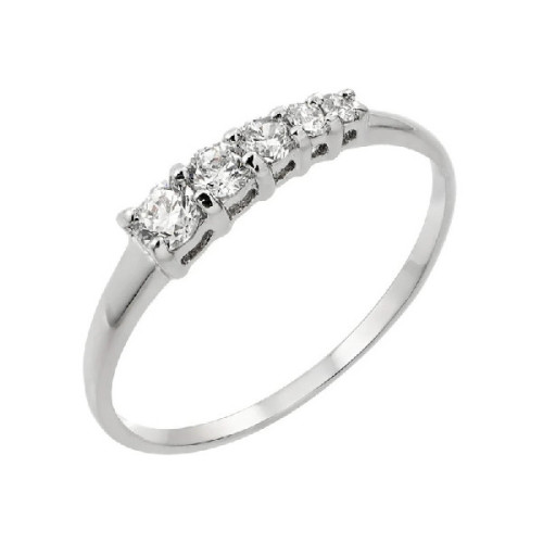 Anillo de Plata Rh 5 Piedra CZ Graduando - BGR00865-5