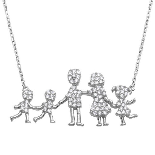 Gargantilla de Plata Familia 2 Niños 1 N - GMN00066