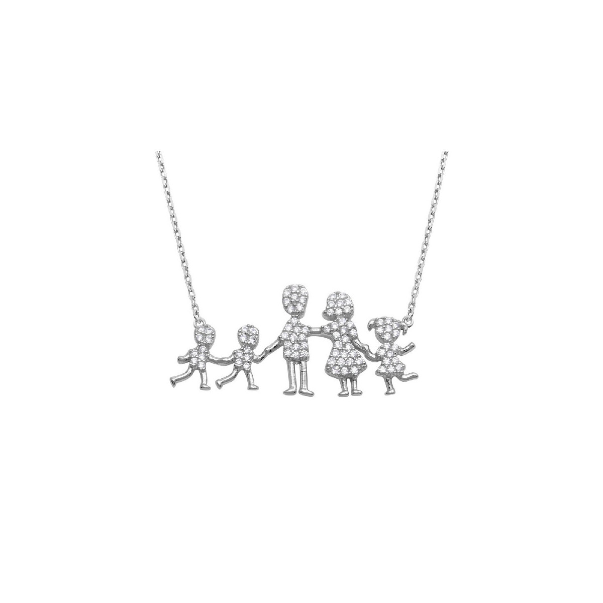 Gargantilla de Plata Familia 2 Niños 1 N - GMN00066