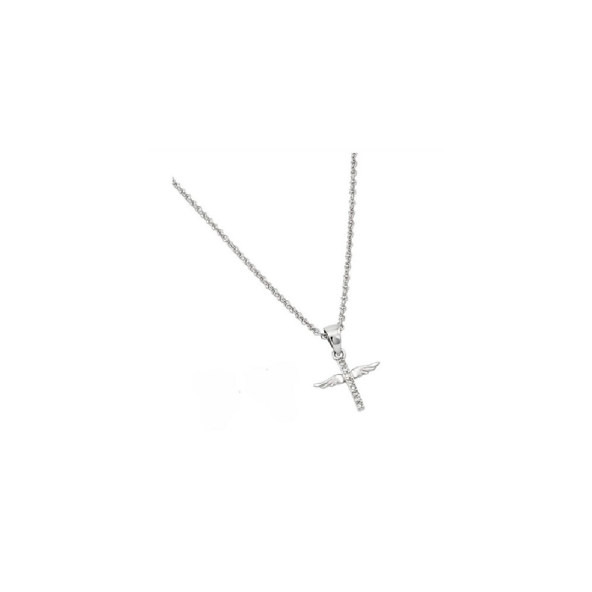 Gargantilla Cristo De Plata Rodinada Con Circones - STS00498
