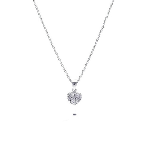 Gargantilla Corazon De Plata Rodinada Con Circones - STS00350