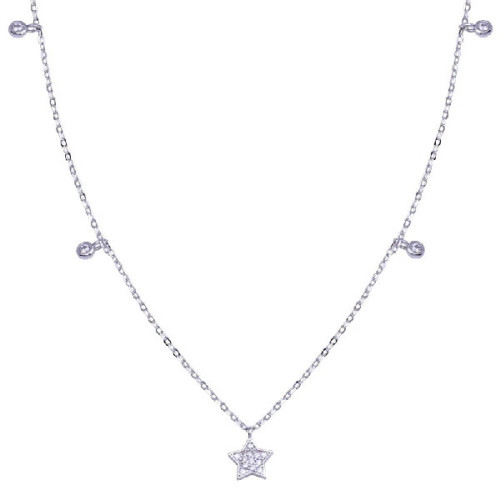 Gargantilla De Plata Rodinada Estrellas Con Circones - STP01811
