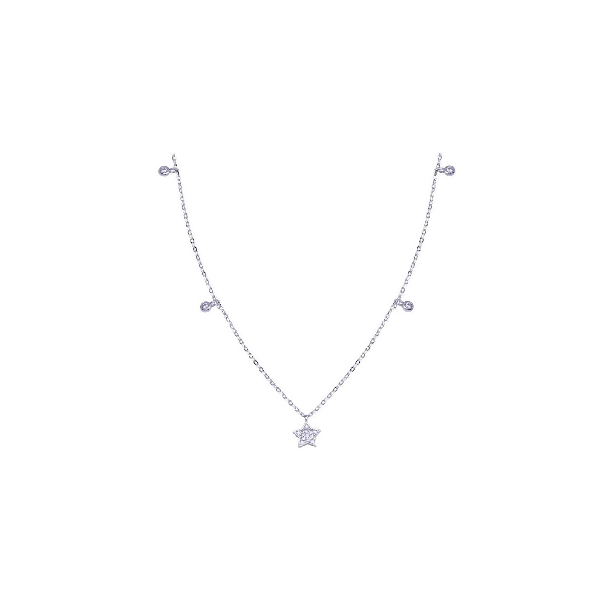 Gargantilla De Plata Rodinada Estrellas Con Circones - STP01811