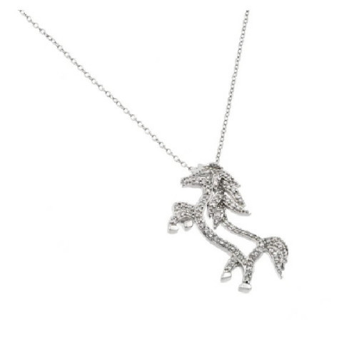Gargantilla Con Pendiente Caballo De Plata Rodinada Con Circones - BGP00938