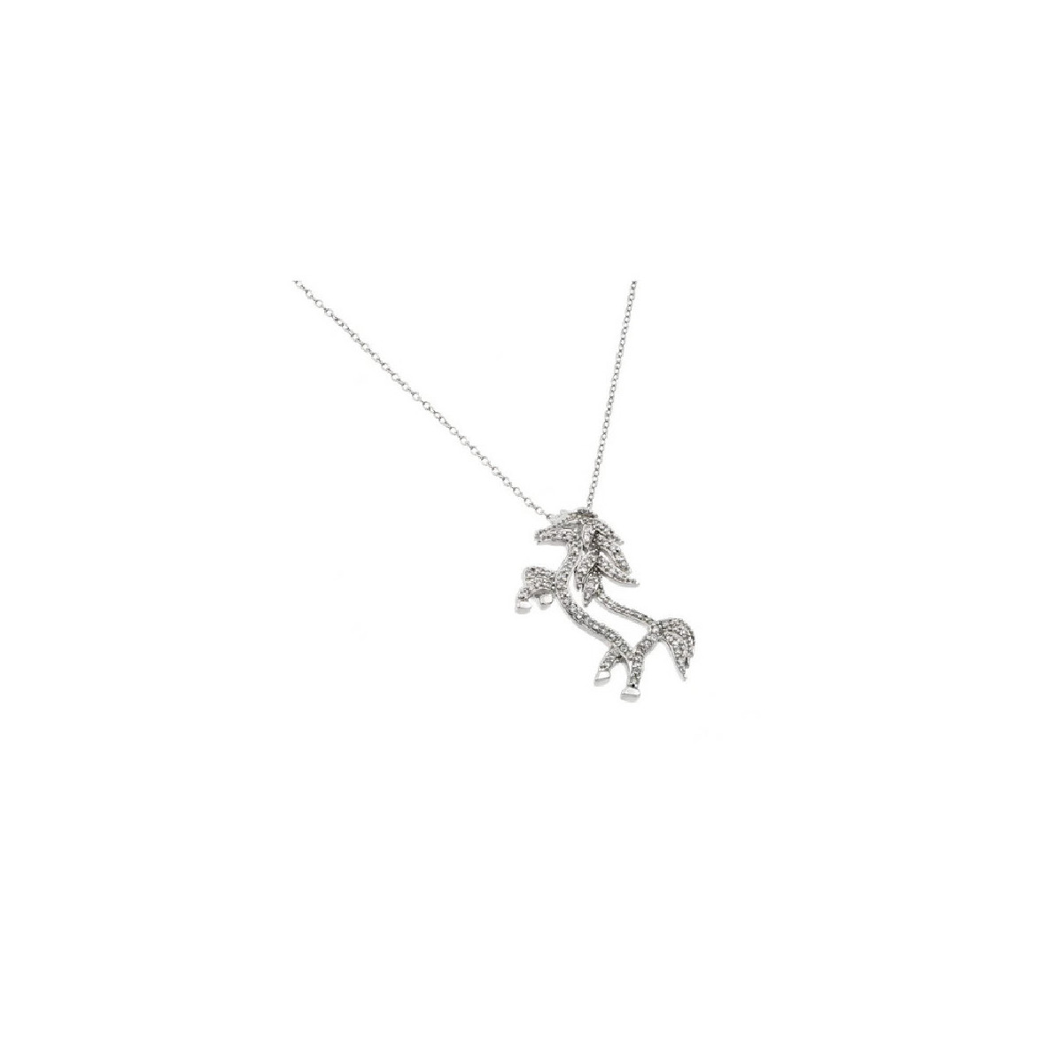 Gargantilla Con Pendiente Caballo De Plata Rodinada Con Circones - BGP00938
