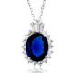 Gargantilla Roseta Plata Rodinada Con Circones Blanco Central Azul - BGP01188BLU