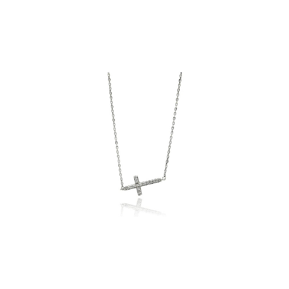 Gargantilla Cruz De Plata Rodinada Con Circones - BGP00671