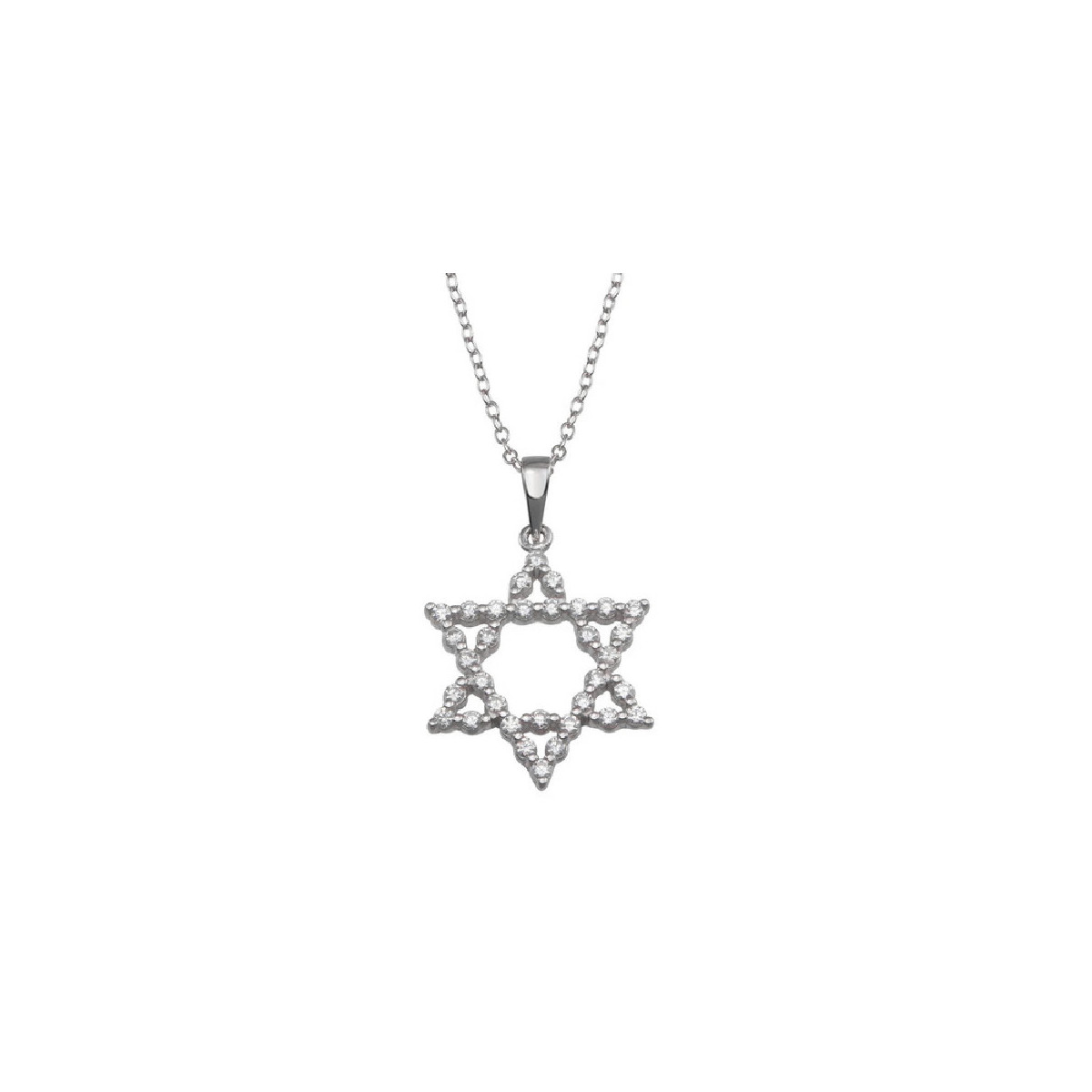 Gargantilla Estrella De Plata Rodinada Con Circones - ACP00003