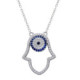 Gargantilla Hamsa De Plata Rodinada Con Ojo Circulo Azul Circones - BGP01268