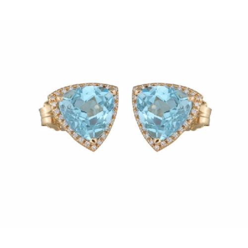 Par Aros de Oro Diamante Topacio Azul - 559088 0,26-TOPAZ