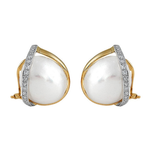 Par Aros de Plata Dorada con Perla - 504597