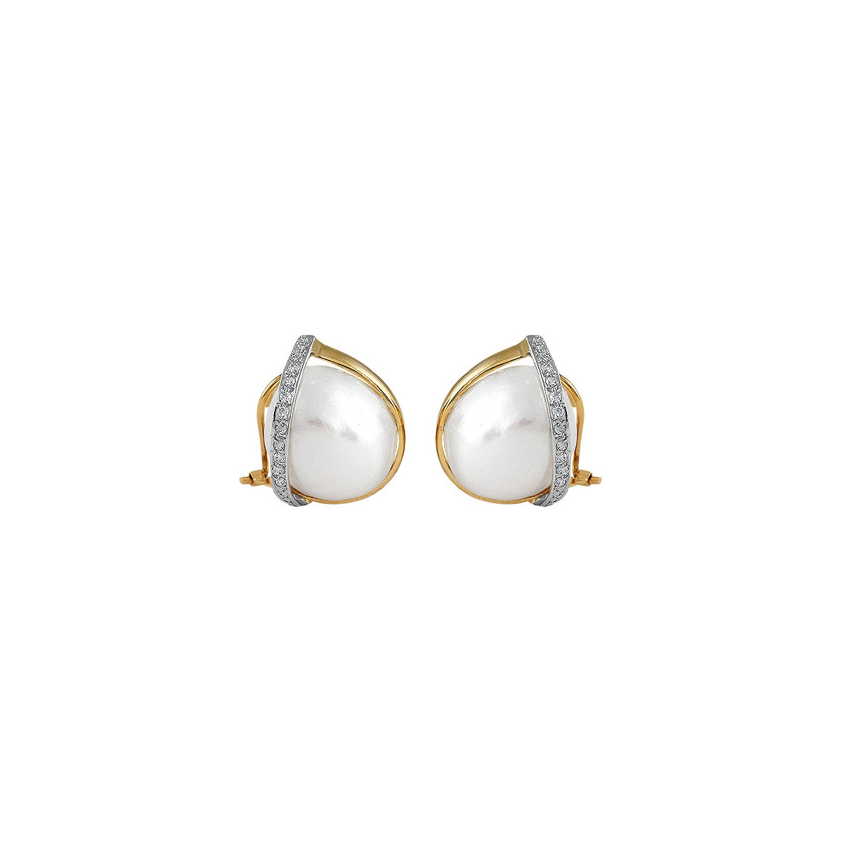 Par Aros de Plata Dorada con Perla - 504597