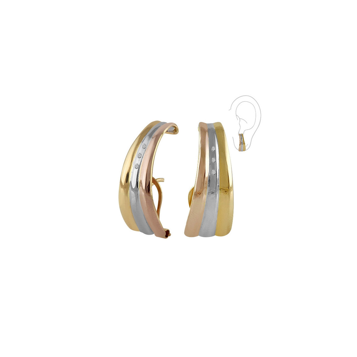 Par Aros de Plata Tricolor Rodinado - 513572