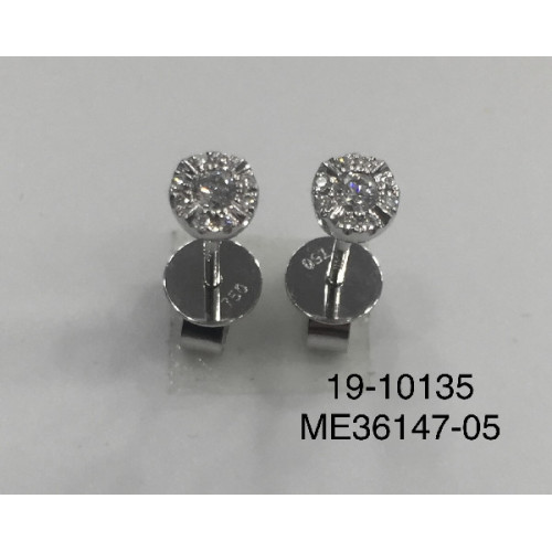 Par Aros Roseta de Oro Blanco Diamante - ME36147-05 D,016