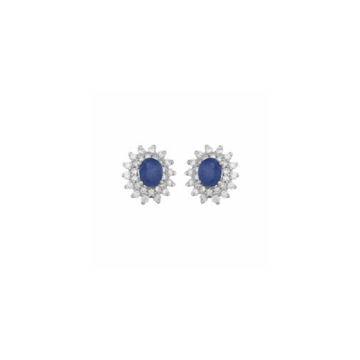 Par Aros Roseta Oro Diamante Zafiro Azul - 570358