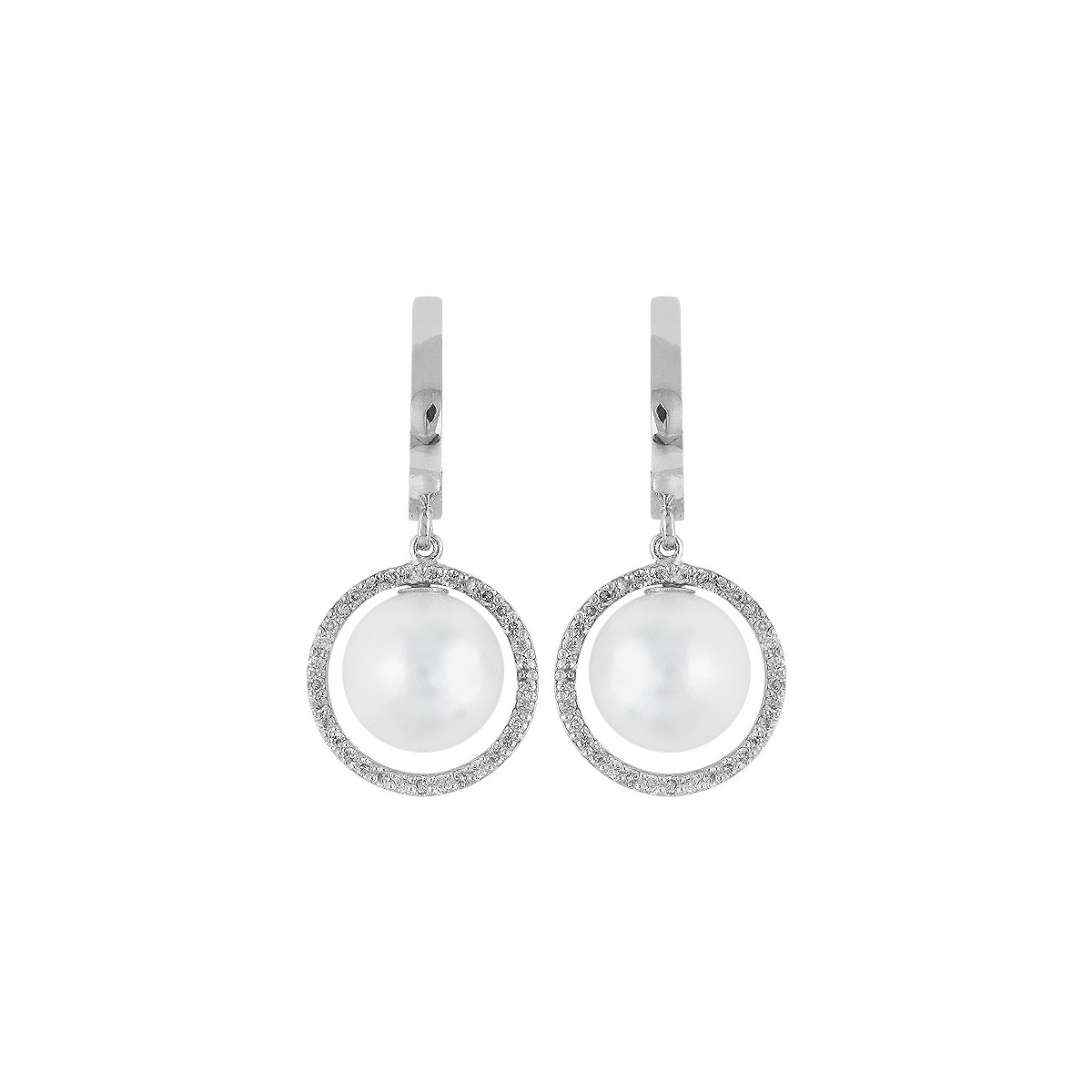 Par Aros de Plata Rodinada con Perla - 498980