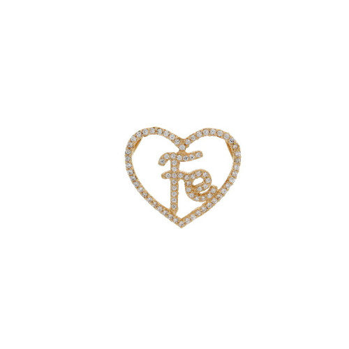 Pendiente Fe Corazon Oro con Circones - 1,70 +15$