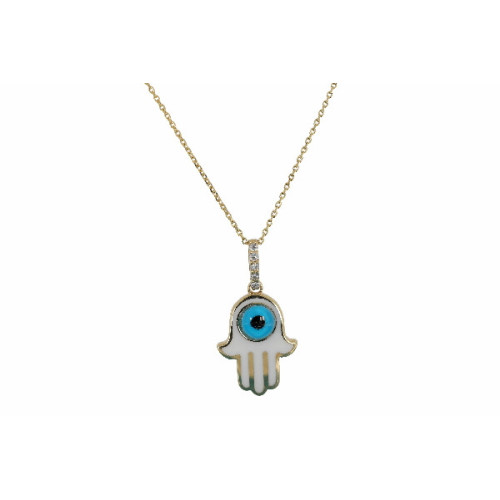Pendiente Hamsa Oro A. Diamante Esmalte - PD170-0033-218 0,03