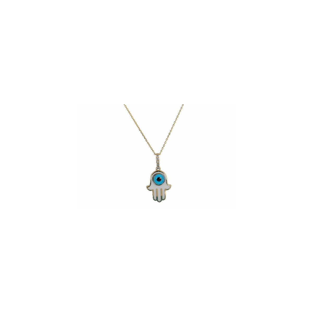 Pendiente Hamsa Oro A. Diamante Esmalte - PD170-0033-218 0,03