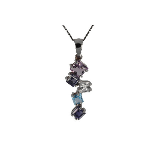 Pendiente de Oro Blanco Topacio Colores - 966420