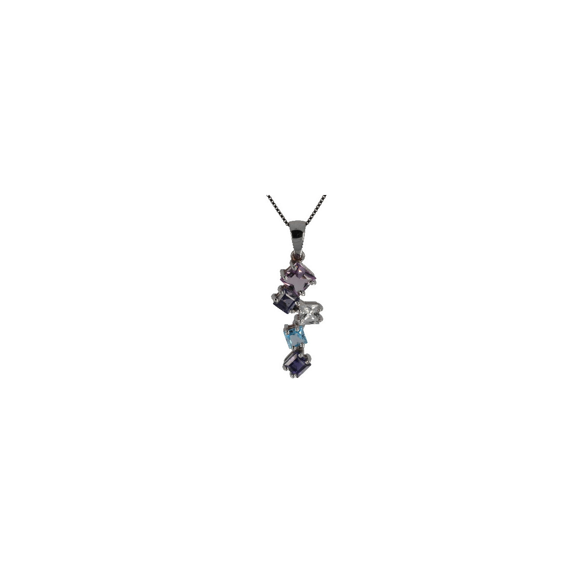 Pendiente de Oro Blanco Topacio Colores - 966420