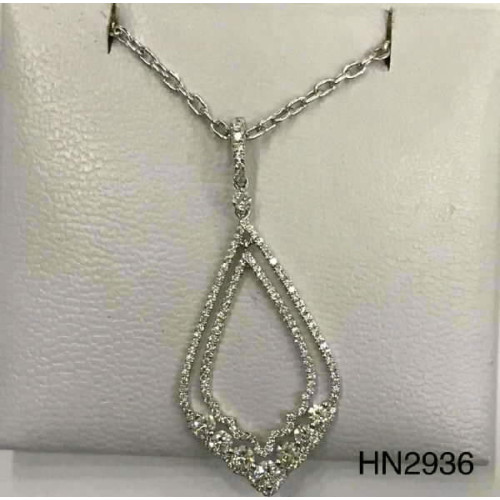 Pendiente Gota Doble Oro Blanco Diamante - HN2936 0,74KT