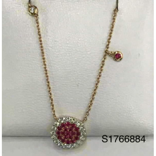 Pediente Oro Rosa Roseta Diamante Rubi  - S1766884 0,38-0,47