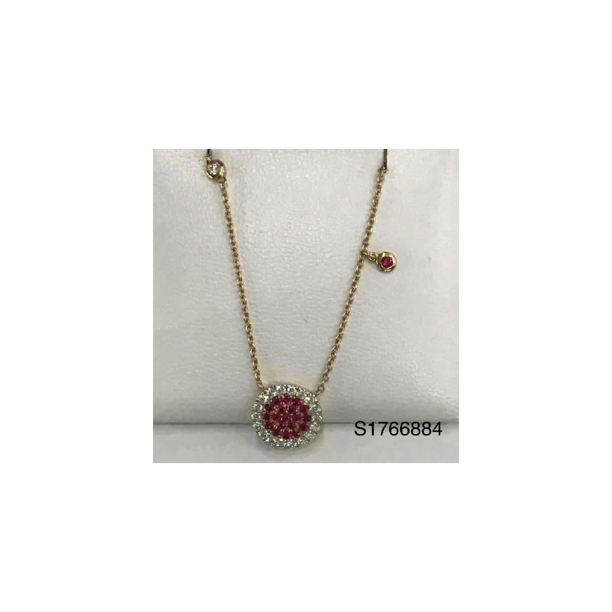 Pediente Oro Rosa Roseta Diamante Rubi  - S1766884 0,38-0,47