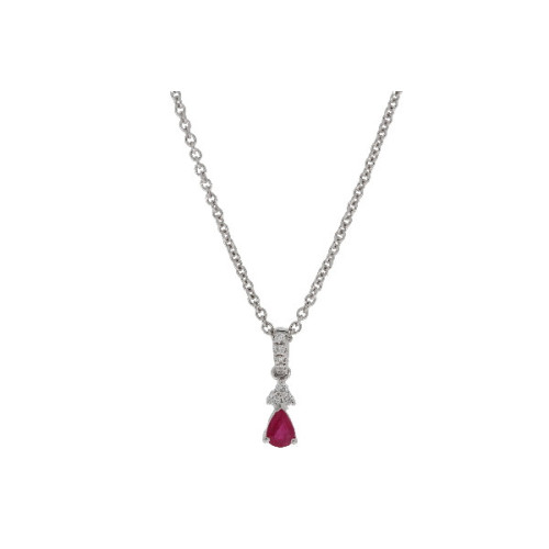 Pendiente Gota Oro Blanco Diamante Ruby - FG17-29739 0,07-0,21