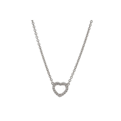 Pendiente Corazon Oro Blanco Diamante  - FG18-20688 0,06 PT