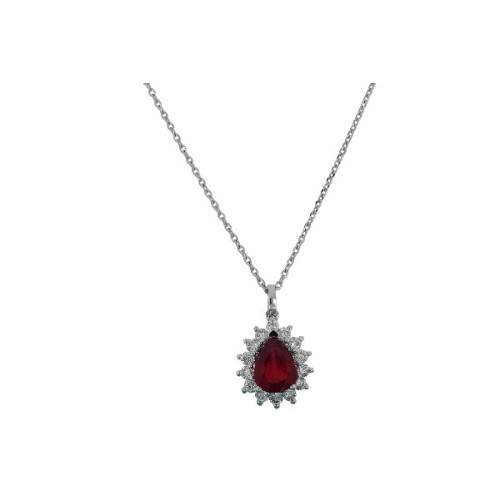 Pendiente Gota Oro Blanco Diamante Ruby - PD097220-118 ,37 1,2