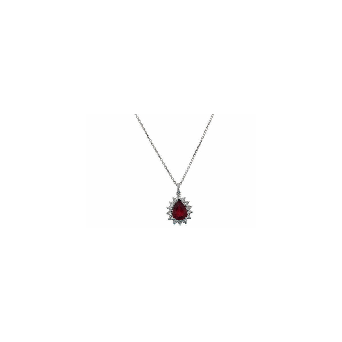 Pendiente Gota Oro Blanco Diamante Ruby - PD097220-118 ,37 1,2
