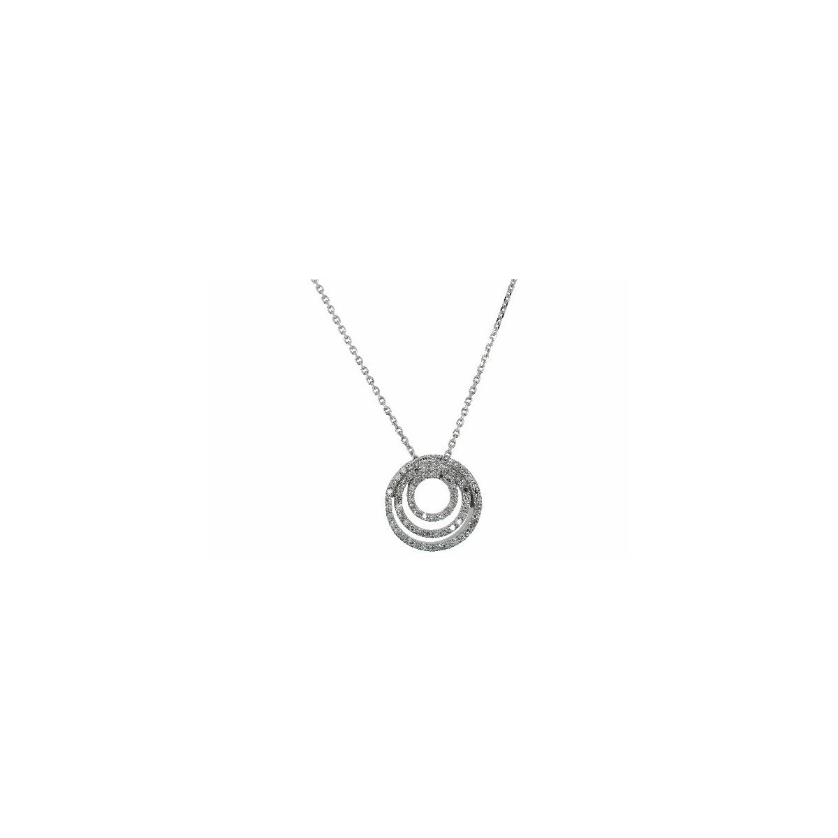 Pend. Triple Circulo Oro Blanco Diamante - PD096502-118 0,37